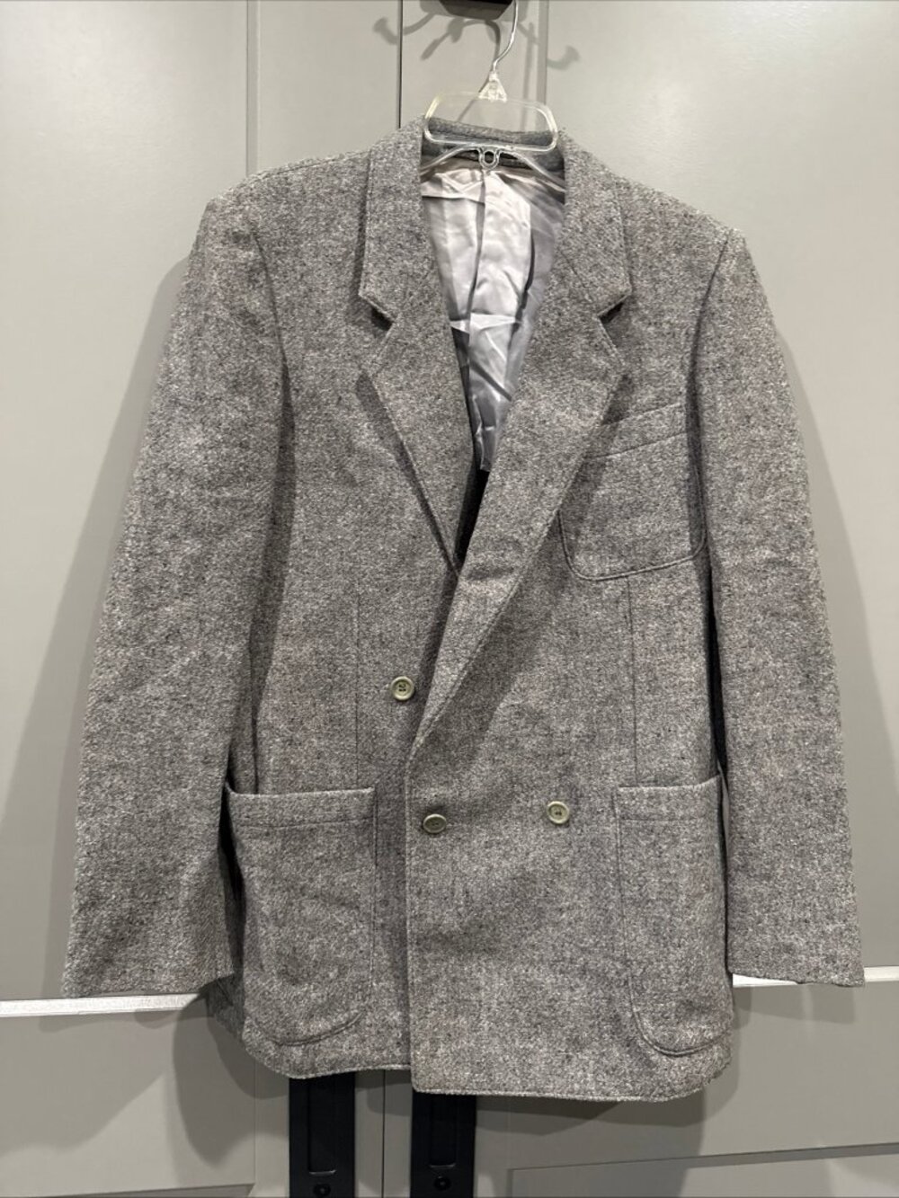 Vintage Yves Saint Laurent Rive Gauche Womens Jacket, Gray Wool, Sz 35 France